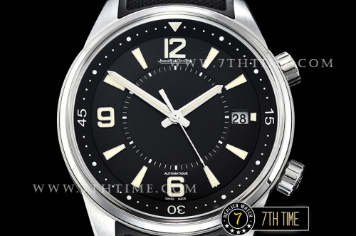 Jaeger Lecoultre Polaris Automatic Black Dial with Numeral and Stick Markers Black Rubber Strap