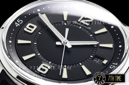 Jaeger Lecoultre Polaris Automatic Black Dial with Numeral and Stick Markers Black Rubber Strap