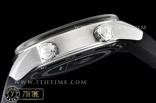 Jaeger Lecoultre Polaris Automatic Black Dial with Numeral and Stick Markers Black Rubber Strap