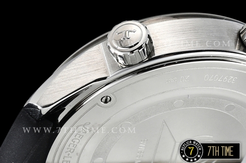 Jaeger Lecoultre Polaris Automatic Black Dial with Numeral and Stick Markers Black Rubber Strap