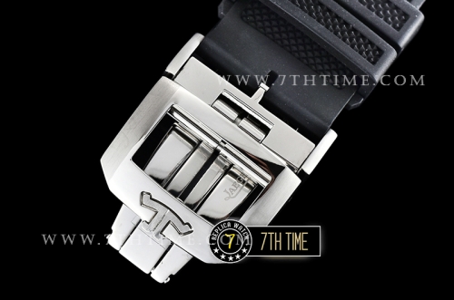 Jaeger Lecoultre Polaris Automatic Black Dial with Numeral and Stick Markers Black Rubber Strap