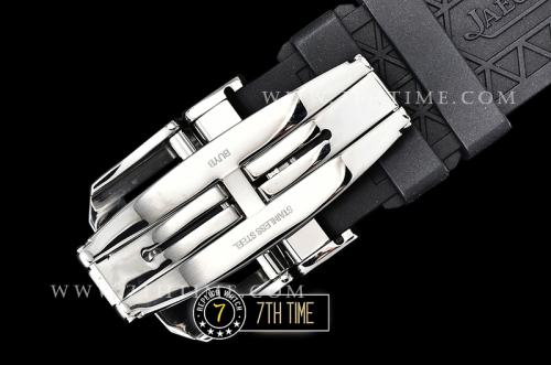 Jaeger Lecoultre Polaris Automatic Black Dial with Numeral and Stick Markers Black Rubber Strap