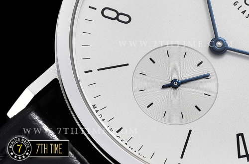 Nomos Tangomat 38mm White Dial with Numeral/Stick Numerals (Red "12" Numeral) Leather strap