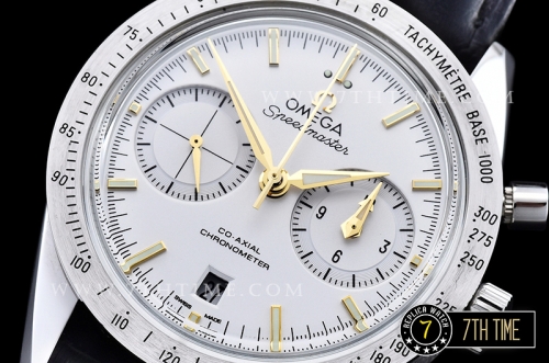 Omega SpeedMaster '57 White Dial with Gold Stick Markers Solid Stainless Steel 316L Black Leather strap