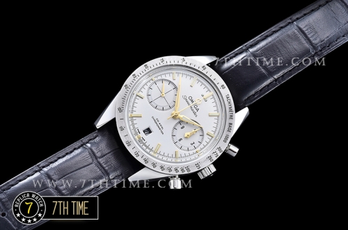Omega SpeedMaster '57 White Dial with Gold Stick Markers Solid Stainless Steel 316L Black Leather strap