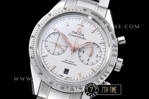 Omega SpeedMaster '57 White Dial with Rose Gold Stick Markers Solid Stainless Steel 316L Bracelet