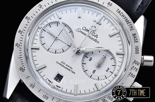 Omega SpeedMaster '57 White Dial with SS Markers Black leather strap with deployant buckle