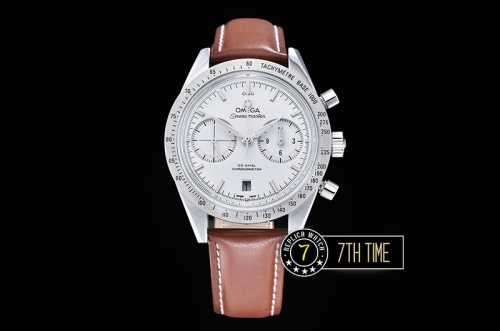 Omega SpeedMaster '57 White Dial with SS Markers Black leather strap with deployant buckle