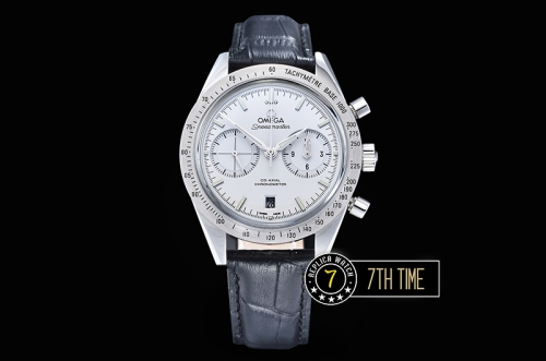 Omega SpeedMaster '57 White Dial with SS Markers Black leather strap with deployant buckle