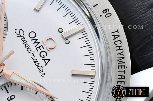 Omega SpeedMaster '57 White Dial with Rose Gold Markers Black leather strap with deployant buckle