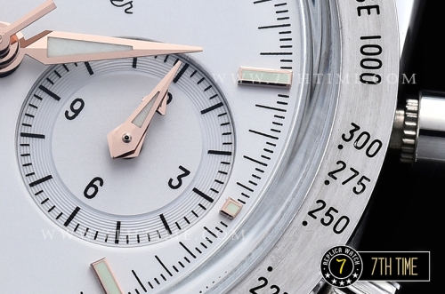 Omega SpeedMaster '57 White Dial with Rose Gold Markers Black leather strap with deployant buckle