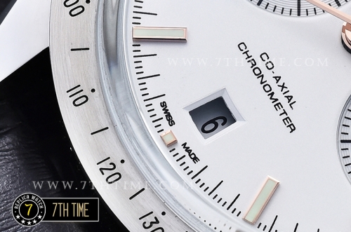 Omega SpeedMaster '57 White Dial with Rose Gold Markers Black leather strap with deployant buckle