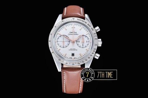 Omega SpeedMaster '57 White Dial with Rose Gold Markers Black leather strap with deployant buckle