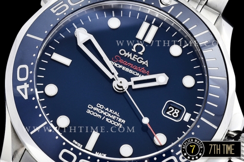 Seamaster Diver 300m Co-Axial  Blue Ceramic Bezel Blue Dial with Dot Markers Solid Stainless Steel 316F Bracelet