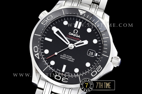 Seamaster Diver 300m Co-Axial  Black Ceramic Bezel Black Dial with Dot Markers Solid Stainless Steel 316F Bracelet