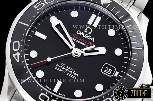 Seamaster Diver 300m Co-Axial  Black Ceramic Bezel Black Dial with Dot Markers Solid Stainless Steel 316F Bracelet