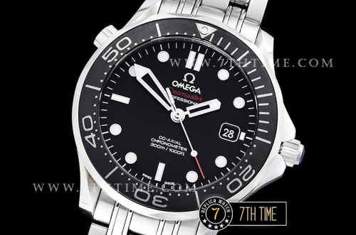 Seamaster Diver 300m Co-Axial  Black Matte Surface Ceramic Bezel  Black Dial with Dot Markers Solid Stainless Steel 316F Bracelet