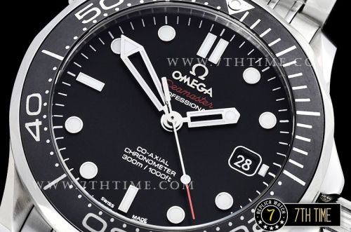 Seamaster Diver 300m Co-Axial  Black Matte Surface Ceramic Bezel  Black Dial with Dot Markers Solid Stainless Steel 316F Bracelet