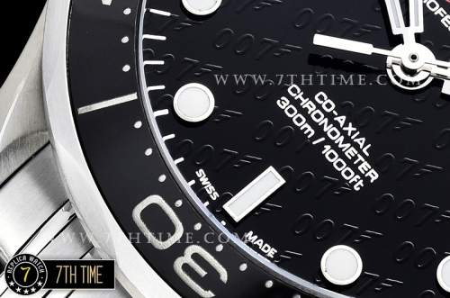 Seamaster Diver 300m James Bond 50th Black Ceramic Bezel with Red "50" Black Dial with Dot Markers & Special 007 Motif Solid Stainless Steel 316F Bracelet