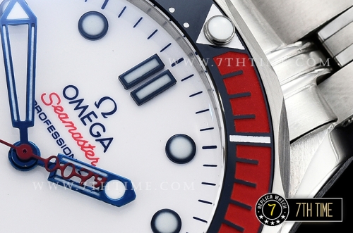 Seamaster Commander 007 Ceramic Bezel White Commander Series Dial with Blue Hands & 007 Insignia Seconds Hand Solid Stainless Steel 316F with Deployant Bracelet