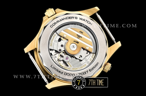 Seamaster Commander 007 18K Yellow Gold Thick Plated on SS Steel Case Ceramic Bezel White Commander Series Dial with Blue Hands & 007 Insignia Seconds Hand NATO Commander Nylon Strap