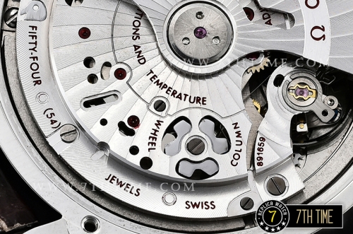 De Ville Chronograph Smooth Bezel White Dial, White Subdials with SS Roman Numeral Markers Brown Croc Print Calf Leather Strap
