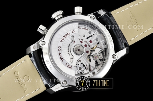 De Ville Chronograph Smooth Bezel Black Dial, Black Subdials with SS Roman Numeral Markers Black Croc Print Calf Leather Strap
