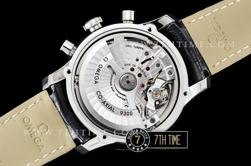 De Ville Chronograph Smooth Bezel Black Dial, Black Subdials with SS Roman Numeral Markers Black Croc Print Calf Leather Strap