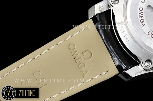 De Ville Chronograph Smooth Bezel Black Dial, Black Subdials with SS Roman Numeral Markers Black Croc Print Calf Leather Strap