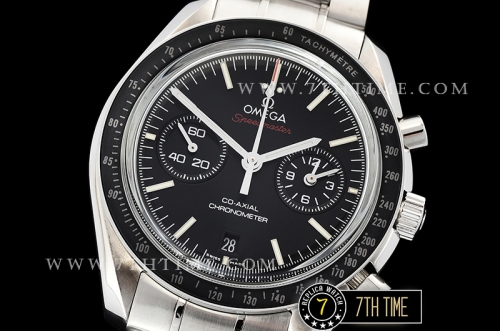 SpeedMaster MoonWatch Chronograph Black Ceramic Bezel Black Dial, Black Subdial with Stick Markers & Red Speedmaster Wording Solid Stainless Steel Bracelet