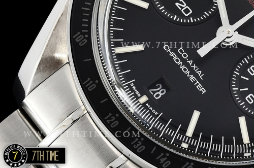 SpeedMaster MoonWatch Chronograph Black Ceramic Bezel Black Dial, Black Subdial with Stick Markers & Red Speedmaster Wording Solid Stainless Steel Bracelet