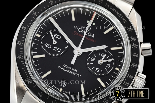 SpeedMaster MoonWatch Chronograph Black Ceramic Bezel Black Dial, Black Subdial with Stick Markers & Red Speedmaster Wording Solid Stainless Steel Bracelet