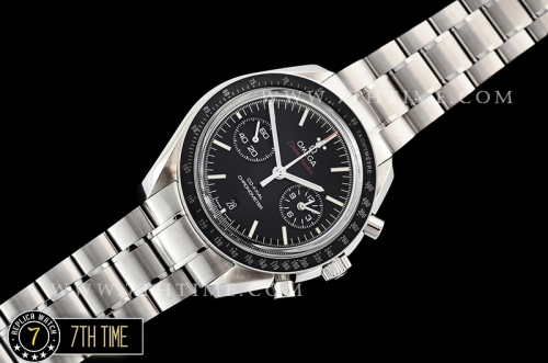 SpeedMaster MoonWatch Chronograph Black Ceramic Bezel Black Dial, Black Subdial with Stick Markers & Red Speedmaster Wording Solid Stainless Steel Bracelet