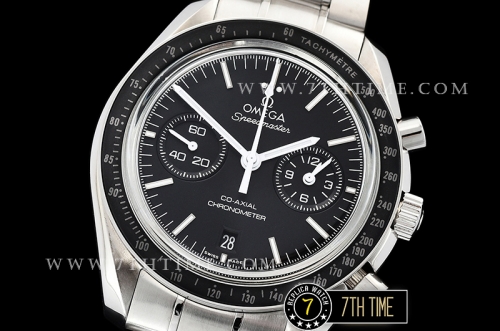 SpeedMaster MoonWatch Chronograph Black Ceramic Bezel Black Dial, Black Subdial with Stick Markers & White Speedmaster Wording Solid Stainless Steel Bracelet
