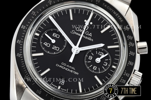 SpeedMaster MoonWatch Chronograph Black Ceramic Bezel Black Dial, Black Subdial with Stick Markers & White Speedmaster Wording Solid Stainless Steel Bracelet
