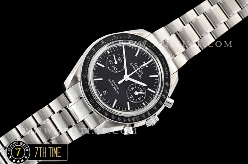 SpeedMaster MoonWatch Chronograph Black Ceramic Bezel Black Dial, Black Subdial with Stick Markers & White Speedmaster Wording Solid Stainless Steel Bracelet