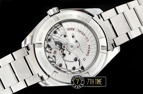 Aqua Terra 150M GMT Smooth Bezel Black Textured Dial with SS Stick Markers Solid Stainless Steel 316F Bracelet