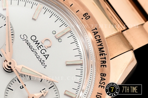 SpeedMaster 57 Co-Axial Rose Gold Plated Bezel White Dial, White Subdial with Rose Gold Stick Markers