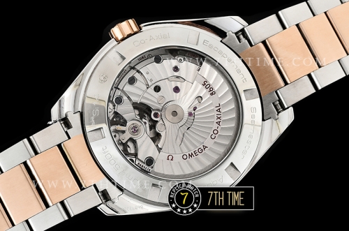 Aqua Terra 150M GMT Rose Gold Plated Smooth Bezel Brown Textured Dial with SS Stick Markers 18K Two Tone Rose Gold Thick Plated on SS Steel Case And Bracelet