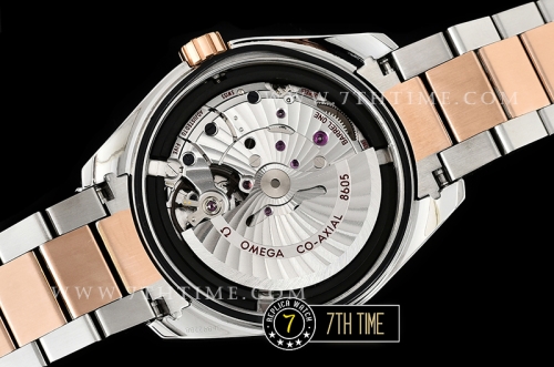Aqua Terra 150M GMT Rose Gold Plated Smooth Bezel Brown Textured Dial with SS Stick Markers 18K Two Tone Rose Gold Thick Plated on SS Steel Case And Bracelet