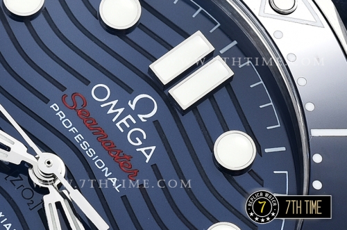 Seamaster 300m Co-Axial Blue Ceramic Bezel Blue Ceramic Base Plate Dial (Wavy Textured) with Large Dot Markers Blue Rubber Strap