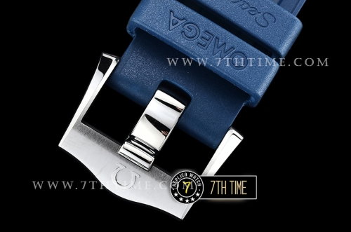 Seamaster 300m Co-Axial Blue Ceramic Bezel Grey Ceramic Base Plate Dial (Wavy Textured) with Large Dot Markers Blue Rubber Strap