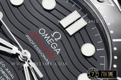 Seamaster 300m Co-Axial Black Ceramic Bezel Black Ceramic Base Plate Dial (Wavy Textured) with Large Dot Markers Black Rubber Strap