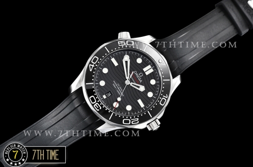 Seamaster 300m Co-Axial Black Ceramic Bezel Black Ceramic Base Plate Dial (Wavy Textured) with Large Dot Markers Black Rubber Strap