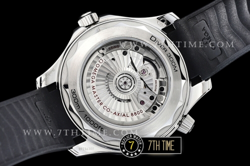 Seamaster 300m Co-Axial Black Ceramic Bezel Black Ceramic Base Plate Dial (Wavy Textured) with Large Dot Markers Black Rubber Strap