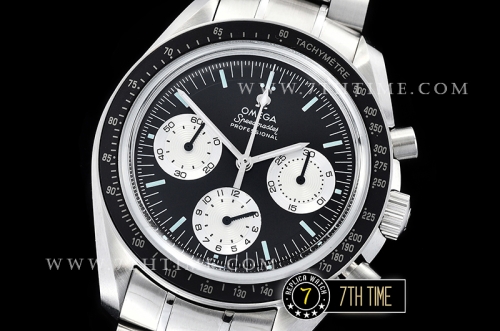 SpeedMaster Alaska Project III Black Metallic Tachymeter Bezel with Numerals Black Dial with White Subdials Solid Stainless Steel 316L Bracelet
