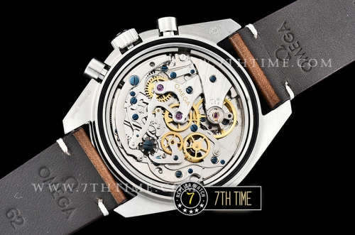 SpeedMaster Alaska Project III Black Metallic Tachymeter Bezel with Numerals Black Dial with White Subdials Brown Vintage Style Leather Strap