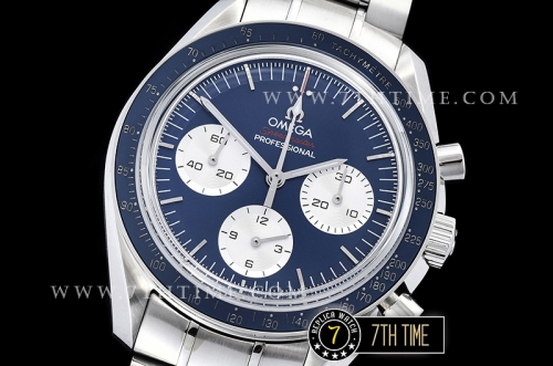 SpeedMaster Alaska Project III Blue Metallic Tachymeter Bezel with Numerals Blue Dial with White Subdials Solid Stainless Steel 316L Bracelet