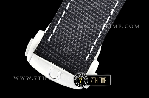 SpeedMaster Series Snoopy Limited Edition Black Tachymeter Bezel  White Dial with White Subdials and Snoopy Insignia Nylon Clad Leather Strap