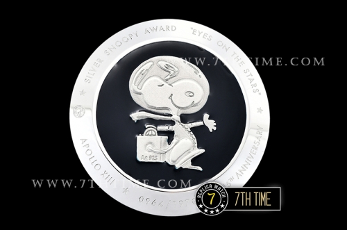 SpeedMaster Series Snoopy Limited Edition Black Tachymeter Bezel  White Dial with White Subdials and Snoopy Insignia Solid Stainless Steel 316L Bracelet